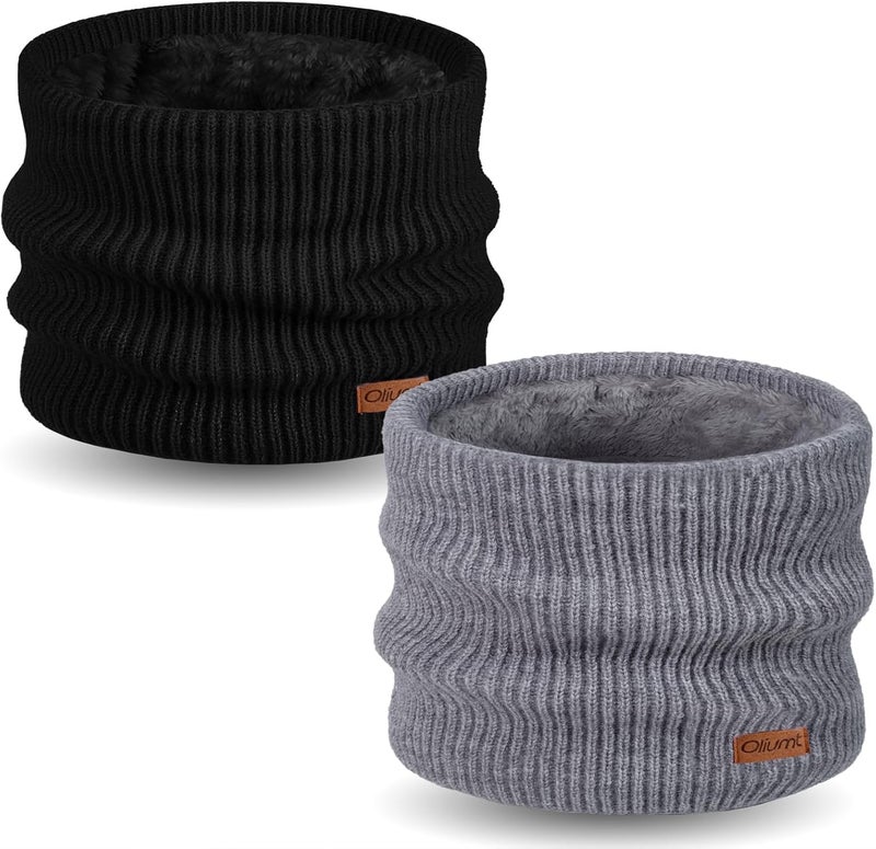 Oliumt Kids Neck Warmer Winter Neck Gaiters Knitted Infinity Scarf for Boys Girls Fleece Lined Ski Mask for Cold Weather - Image 1